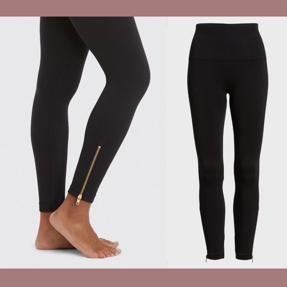 NWT Spanx [ Small ] Look At Me Now‎ Seamless Side Zip Leggings Black #U966 - Picture 1 of 15